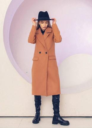 Женское пальто из кашемира цвет мокко р.42/44 448930