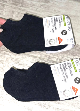 Короткие женские носки черные упаковка 5 пар esmara размер 35-38.