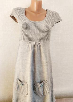 Шикарное теплое вязаное платье, р.xs-s