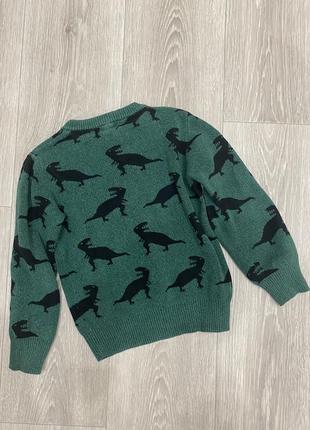 Зеленый свитер с динозаврами h&amp;m на 6-8роков.