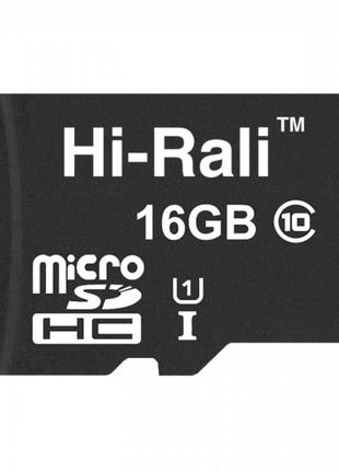 Картка пам'яті Hi-Rali Micro SDHC 16gb UHS-1 10 Class Чорний