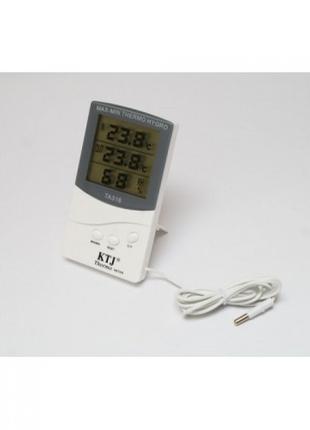 Термометр, гігрометр, метеостанція + виносний датчик TA 318 Білий