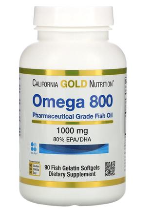 Жирні кислоти California Gold Nutrition Omega 800, 90 рибних к...