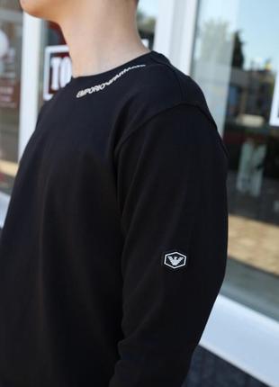 Черный мужской свитшот emporio аrmani, реглан брендовый 100% х...