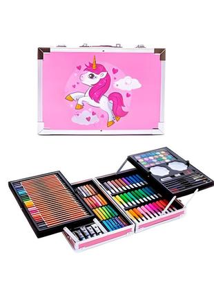 Детский набор для рисования и творчества в чемоданчике розовый...