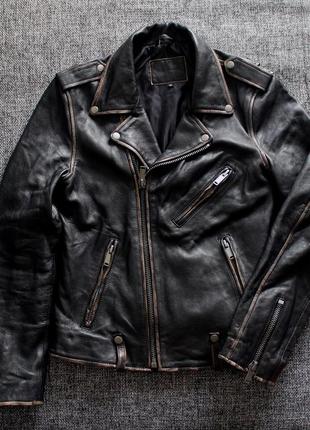 Куртка кожаная косуха мото bolongaro trevor biker leather jack...