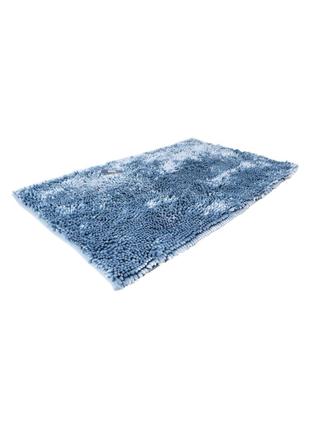 Прямоугольный коврик для ванной из микрофибры 60х100 см голубо...