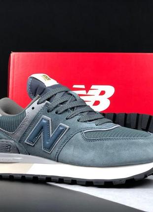 New balance 574 classic серые кроссовки мужские замшевые натур...