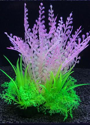 Искусственные растения для аквариума 14 см салатово-розовый