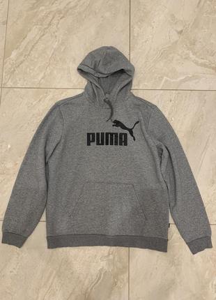 Худи кофта с капишоном puma свитшот серая с логотипом