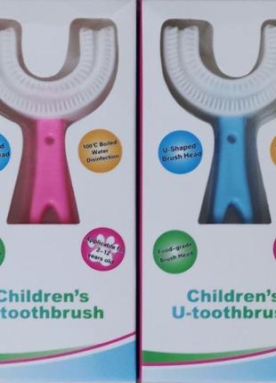Детская силиконовая щетка для ухода за зубами u-shape soft too...