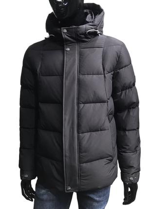 Куртка мужская зимняя/ BLACK VINYL/ Черная/ Люкс качества/ Кор...
