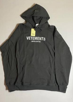 Худі vetements logo limited edition grey hoodie