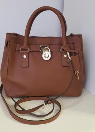 Сумка сетчел michael kors hamilton medium кожа сафьяно оригина...