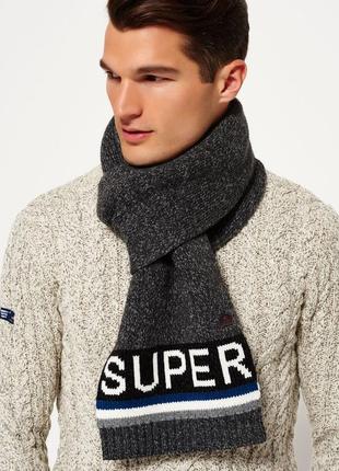 Очень тёплый мужской шарф superdry длинный