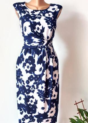 Синее платье-миди 48 46 размер новf футляр