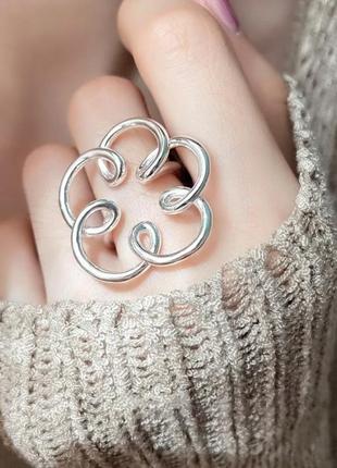 Модное массивное кольцо стерлинговое серебро 925 цветок 🌺