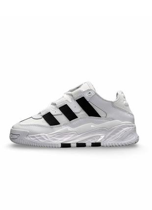 Жіночі кросівки adidas niteball prm all white black stripes
