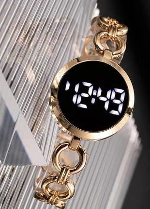 Женские очень классные электронные часы-браслет gold