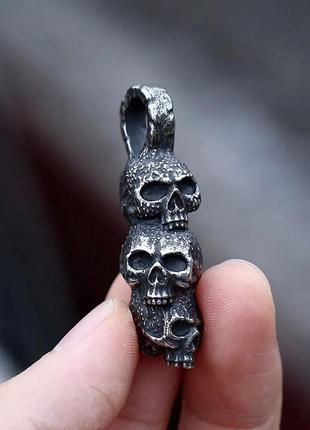 Необычный крутой кулон череп 💀 металл рок панк нержавеющая сталь