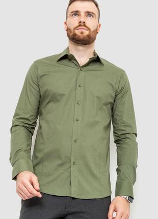 Рубашка мужская однотонная, цвет хаки, размер L, 214R7081