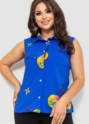 Блуза без рукавов с принтом, цвет синий, размер M-L, 102R068-6