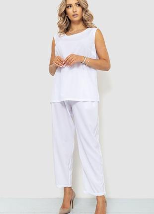 Костюм жіночий класичний, колір білий, розмір 8XL-9Xl, 102R5219