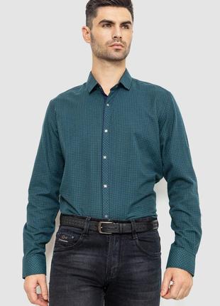 Рубашка мужская в клеку байковая, цвет зелено-синий, размер L,...