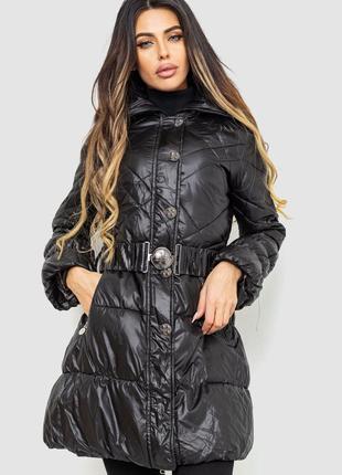 Куртка женская с поясом, цвет черный, размер L, 235R803
