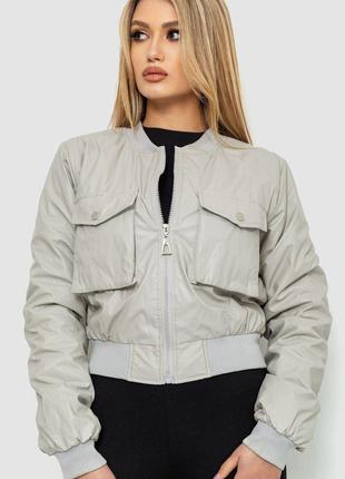 Куртка женская из экокожи короткая, цвет серый, размер L, 186R097
