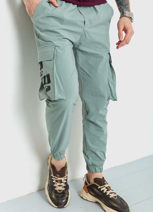 Спортивные брюки мужские тонкие стрейчевые, цвет светло-оливко...