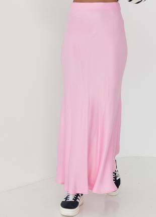 Длинная атласная юбка на резинке - розовый цвет, S