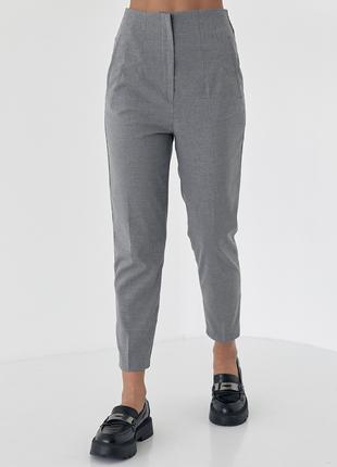 Классические женские брюки укороченные - серый цвет, L