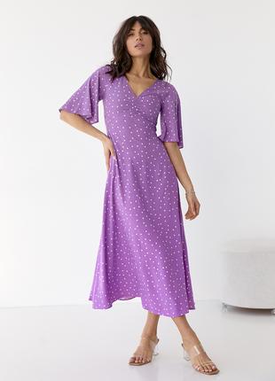 Платье-миди с короткими расклешенными рукавами - фиолетовый цв...