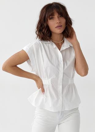 Женская рубашка с резинкой на талии - молочный цвет, L