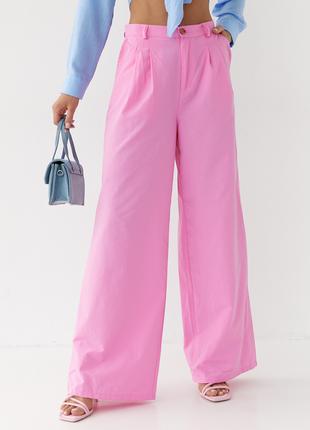 Женские брюки-палаццо - розовый цвет, S