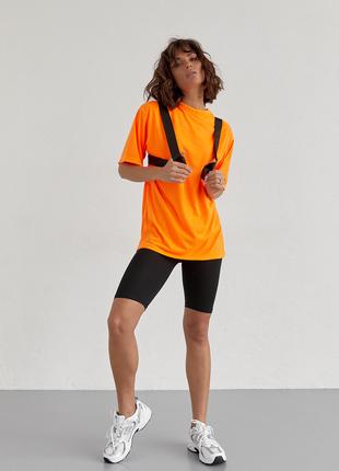 Женский велосипедный костюм с портупеей - оранжевый цвет, S