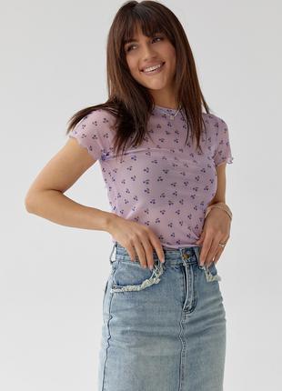 Женская футболка из сетки - лавандовый цвет, XL