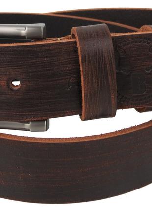 Ремень мужской винтажный кожаный Skipper 1501-38 3.8 см Коричн...