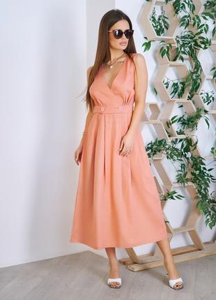Розовое платье с декольте на запах, размер S