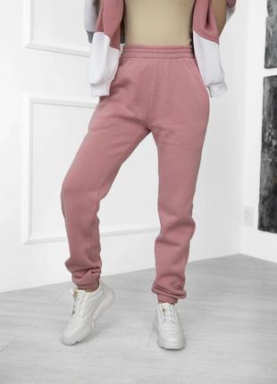 Розовые брюки-джоггеры на флисе, размер S