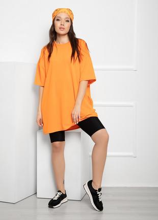 Оранжевая свободная трикотажная футболка, размер S