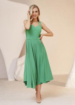 Зеленое нарядное платье на бретельках, размер XL