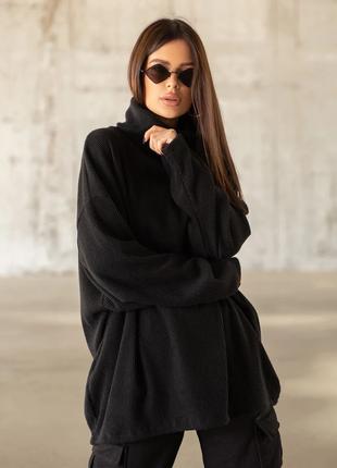 Черный ангоровый свитер с хомутом, размер S