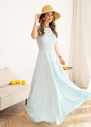 Мятное классическое платье с короткими рукавами, размер S