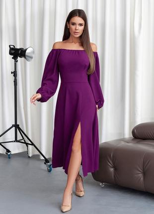 Фиолетовое ретро платье с разрезом, размер S