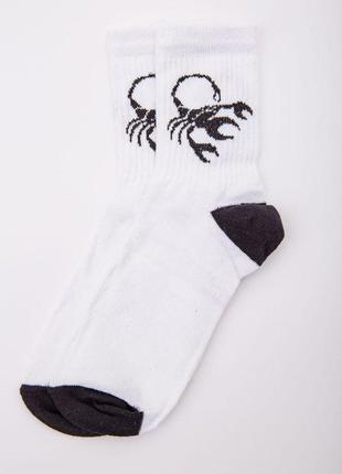 Білі жіночі шкарпетки, середньої довжини, з принтом, 167r520-3