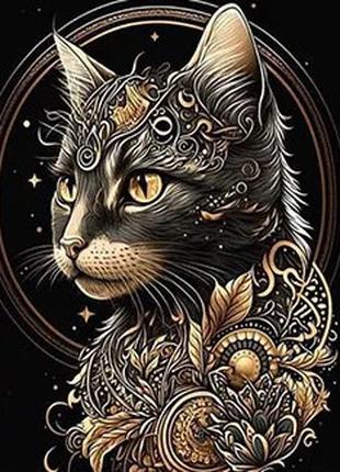 Набор алмазной мозаики вышивки " Черный кот", кошка, радужный ...