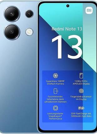 Смартфон Xiaomi Redmi Note 13 6/128Gb Blue Global NFC, 108+8+2...