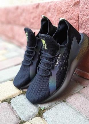 Мужские кроссовки adidas zx boost чорні з неоном